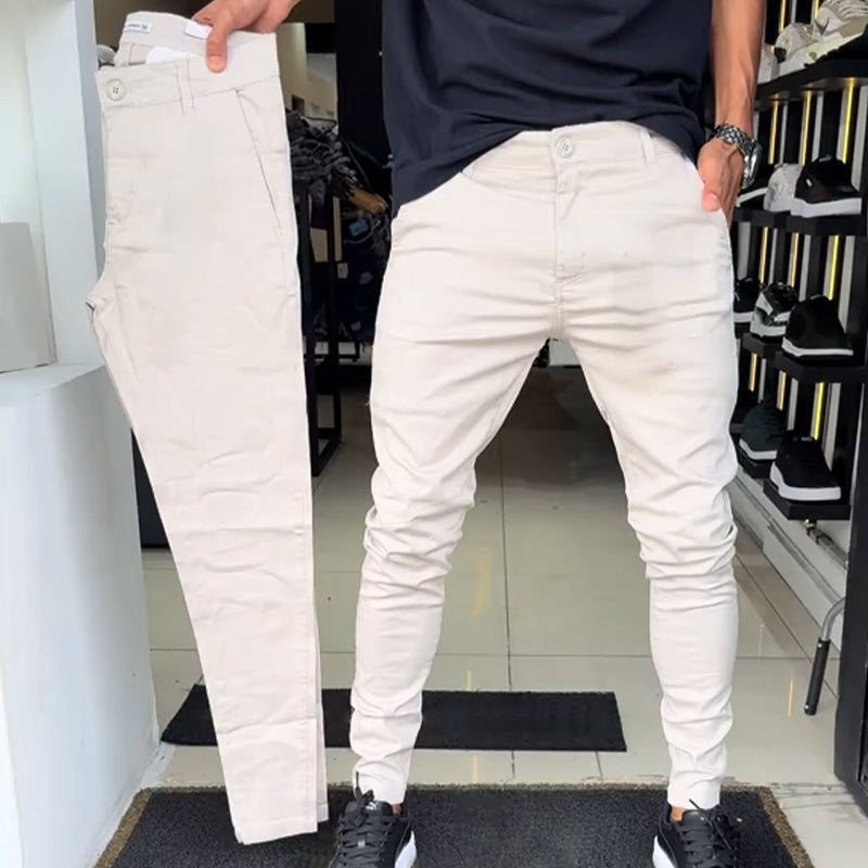 Matteo™ | Pantaloni Casual Slim-Fit in Tessuto Monocolore da Uomo