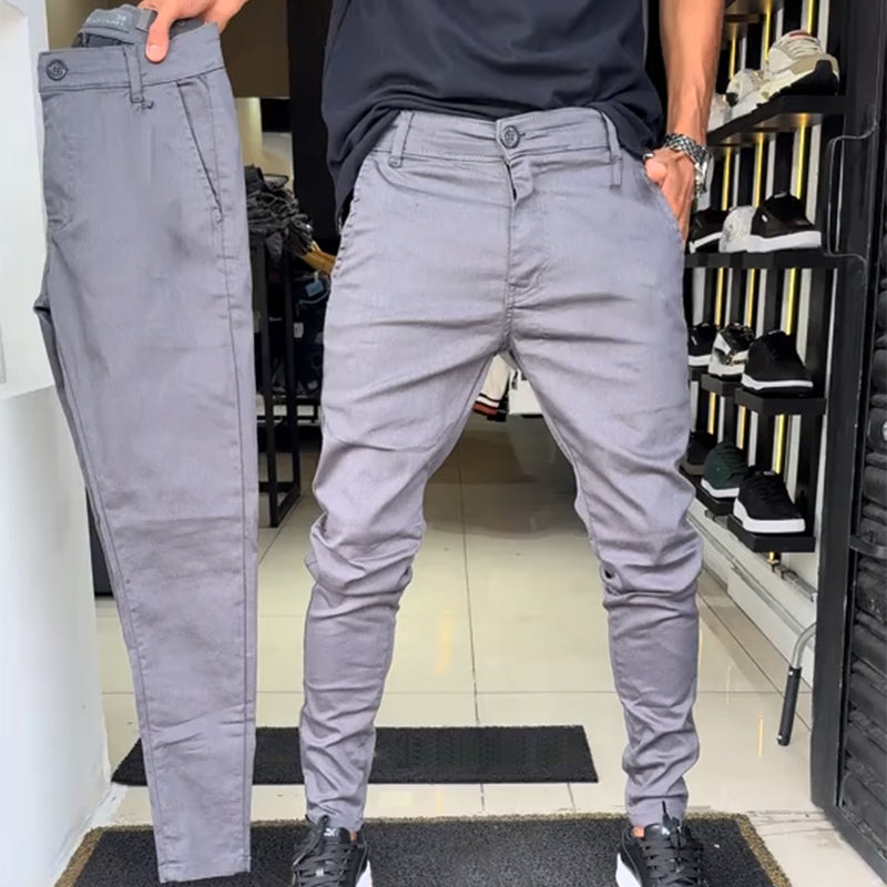 Matteo™ | Pantaloni Casual Slim-Fit in Tessuto Monocolore da Uomo