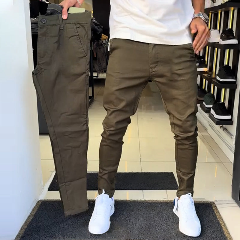 Matteo™ | Pantaloni Casual Slim-Fit in Tessuto Monocolore da Uomo