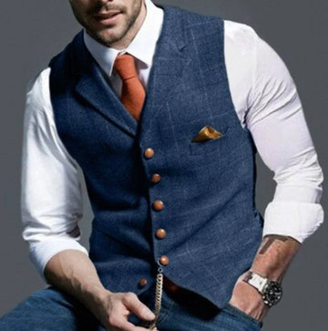 Ozymandias Gilet Slim Fit Vintage da Uomo con Colletto a Revers | Motivo a Quadri