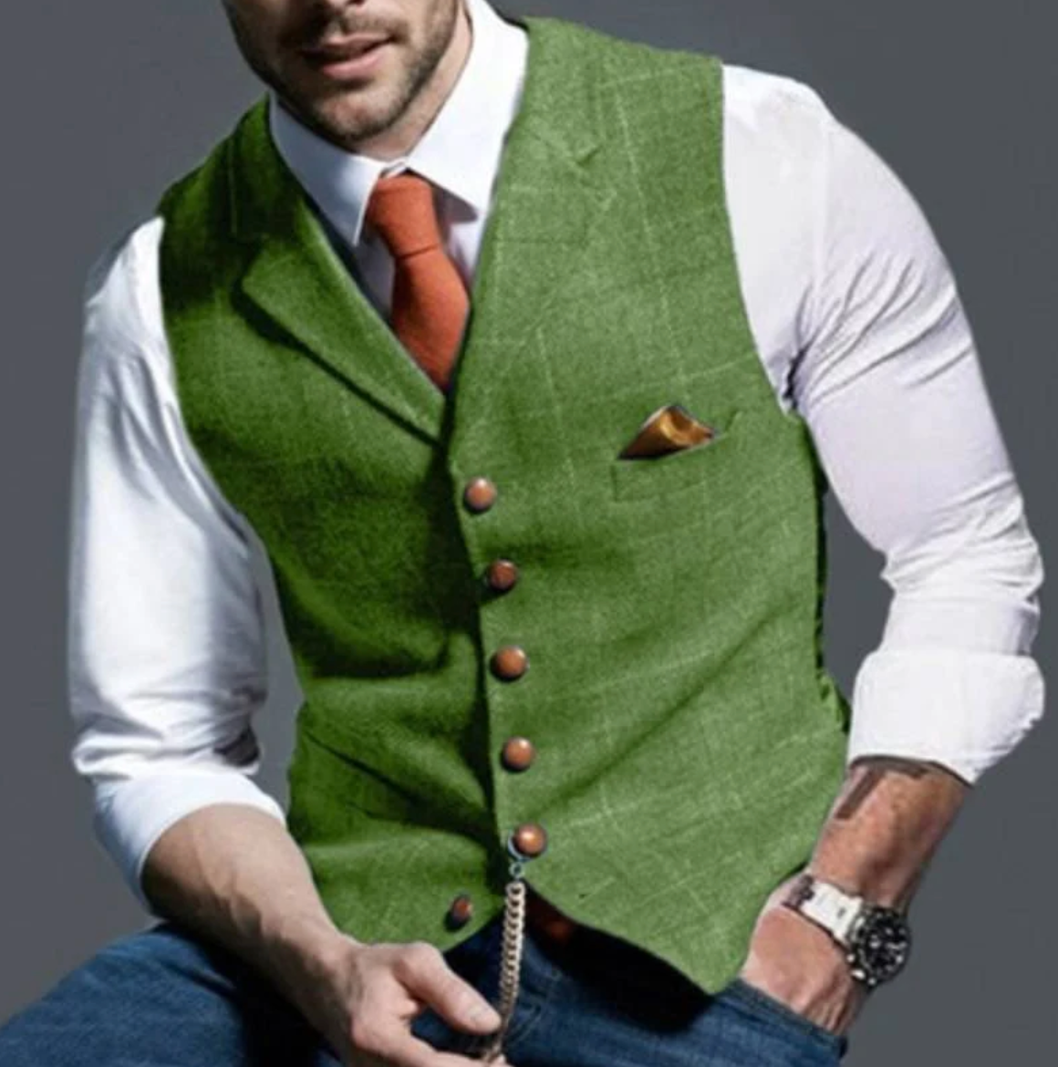 Ozymandias Gilet Slim Fit Vintage da Uomo con Colletto a Revers | Motivo a Quadri