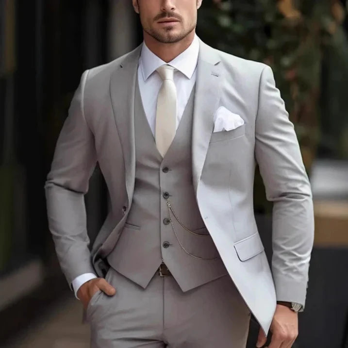 Completo da Uomo Classico 3 Pezzi per Ospiti di Matrimonio