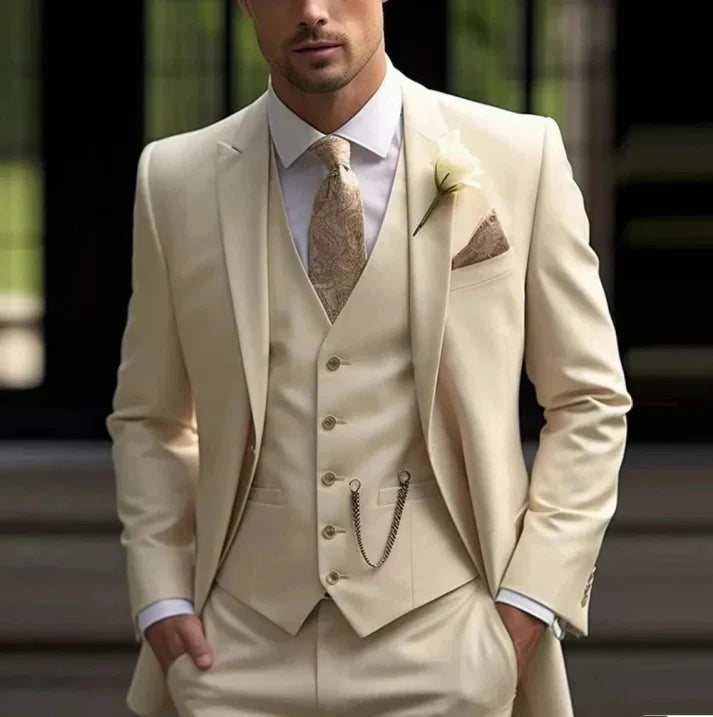 Completo da Uomo Classico 3 Pezzi per Ospiti di Matrimonio