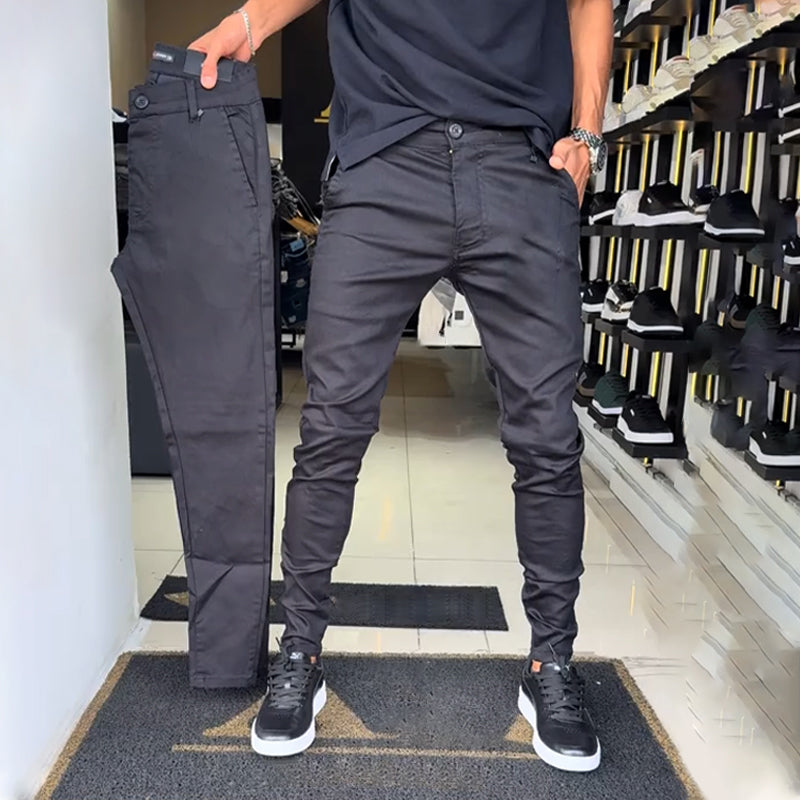 Matteo™ | Pantaloni Casual Slim-Fit in Tessuto Monocolore da Uomo