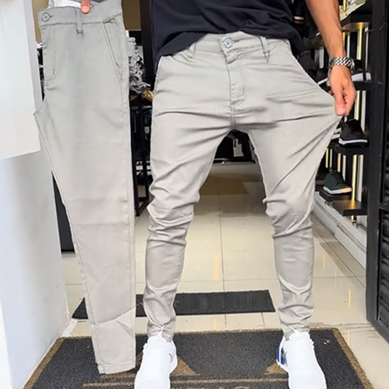 Matteo™ | Pantaloni Casual Slim-Fit in Tessuto Monocolore da Uomo