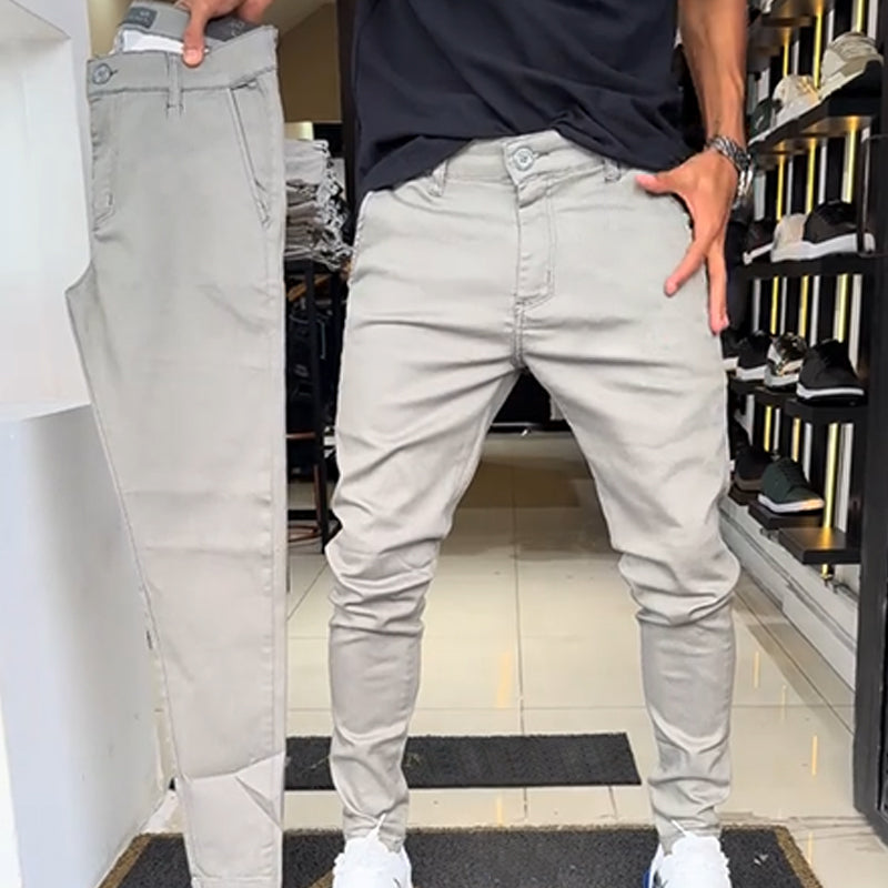 Matteo™ | Pantaloni Casual Slim-Fit in Tessuto Monocolore da Uomo