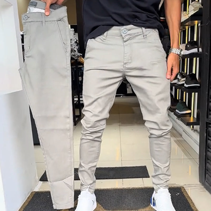 Matteo™ | Pantaloni Casual Slim-Fit in Tessuto Monocolore da Uomo