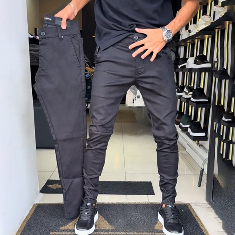 Matteo™ | Pantaloni Casual Slim-Fit in Tessuto Monocolore da Uomo