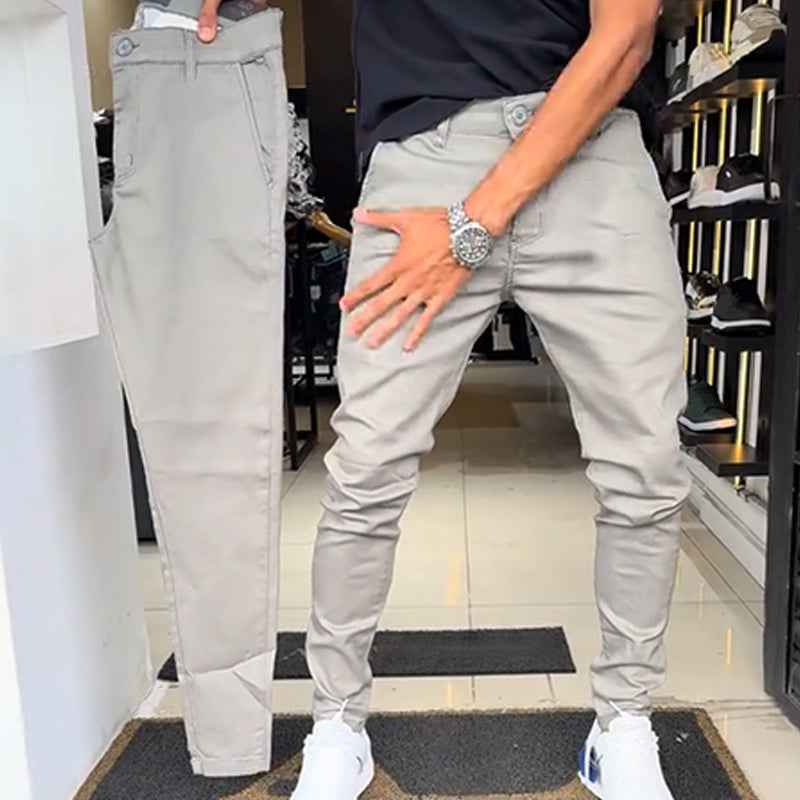 Matteo™ | Pantaloni Casual Slim-Fit in Tessuto Monocolore da Uomo